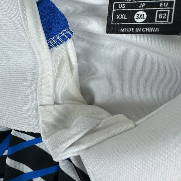 Sport Dri Shirt Mens XXL 2XL White Blue Geometric Polyester Short Sleeve - Picture 6 of 12